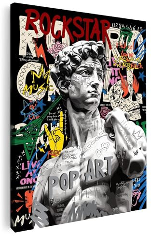 Artmazing | David Pop Art Poster | Bunt Leinwand Bild | S-Art Wandbilder | Coole Wandbilder für Wohnzimmer | XXL