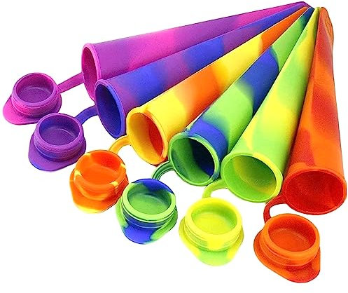 Fengguock Silikon Eisformen, BPA Frei, 6 Stück, Bunte, Zylindrisch, Wiederverwendbar, 1800-3600 Milliliter, für Kinder und Erwachsene DIY Sommer Eis