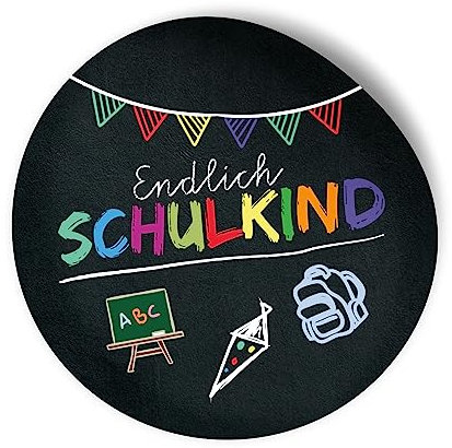 24 x itenga Sticker Aufkleber Etikett Schulanfang Einschulung Ich werde eingeschult (Endlich Schulkind SCHWARZ)