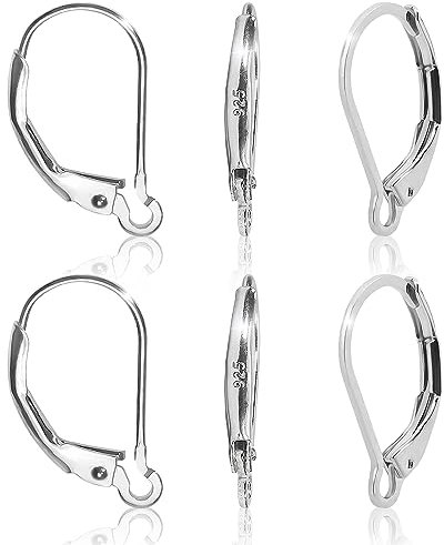 925 Sterling Silber Hebel Zurück, 6 Stück Ohrhaken Französische Ohrringhaken, Silber 15.6x9.5mm Für Ohrhänger Schmuckherstellung, DIY Schmuckherstellung