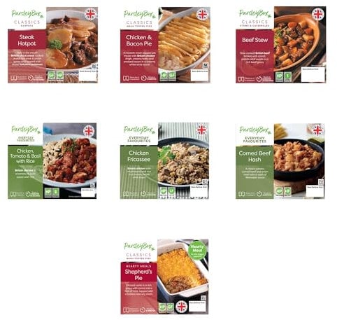 Calorie Conscious Ready Meal Variety Box - Parsley Box Microwavable Long-Life Cupboard-Store Ready Meals (7 Meals)