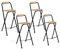IDMarket - Set di 4 sgabelli da bar pieghevoli Detroit struttura nera con seduta effetto legno design industriale