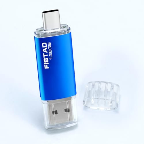 FISTAD Clé USB C, clé USB 128 Go, 2 en 1 OTG 128 Go, USB 2.0, clé USB 2.0, clé USB type C, Thumb Drive Flash Drive pour smartphones, PC, ordinateur portable, etc. (bleu)