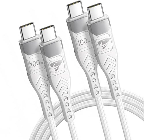 USB C to USB C Cable, 100W 5A Type C Fast Charging Cable [2M/2Pack] C to C Charger Cable Fast Charge Braided for iPhone 15 Pro Max/Plus MacBook Pro/Air iPad Pro/Air Samsung Galaxy S24 S23 Ultra S22