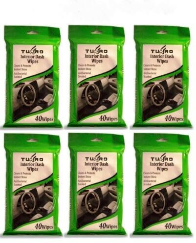 6 pk TUFROX Interior Dash Car Wipes Wet Car Dashboard Cleaning, Car Dashboard Shine Wipe (6 X 40 = 240)