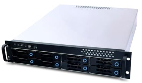 FANTEC SRC-2080X07-12G/6G-BCE 19 (48,3cm) 2HE Storagegehäuse, 12G/6G Backplane SFF-8643 für 8X SATA/SAS HDD/SSD 3,5 (8,9cm) extern, 2X 2,5 intern, Einbautiefe 550mm, schwarz