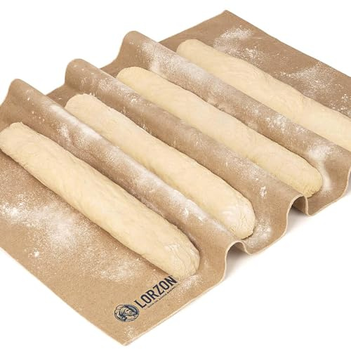 Lorzon Bäcker-Couche aus natürlichem Leinen, 100,1 x 61 cm, strapazierfähiges Proofingtuch zum Backen von Baguette-Broten