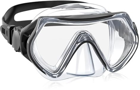 Huanmin Maschera Snorkeling Bambini , Antifog Maschera Sub, 180° HD Visuale Protezione UV Maschera Mare,Maschera Subacquea per Ragazzi e Ragazze, Per Attività Acquatiche Apnea (nero) Kind