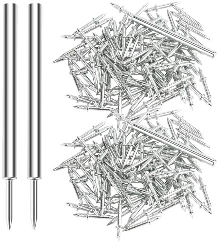 400 Piezas Clavos Sin Costuras, Clavos de Doble Cabeza, Clavos para Rodapies con Herramienta de Manga Específica para Decoración del Hogar, Muebles y Construcción