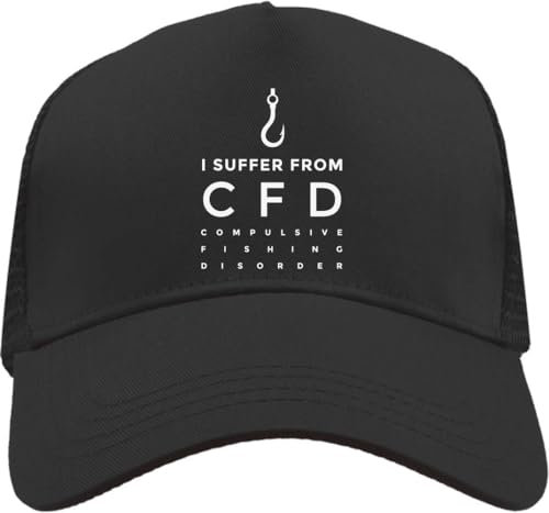 Functon+ I Suffer from CFD Compulsive Fishing Disorder Mesh Back Trucker Cap Adjustable Snapback Hat Black, Schwarz , Einheitsgröße