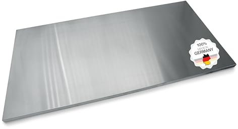 Arbeitsplatte Knetbrett Edelstahl [100x50 cm] - Für Kneten, Schneiden & Backen - Küchenplatte mit Anschlagkante - Auch als Nudelbrett, Backbrett, Teigbrett - Schneidebrett Platte Küche