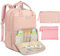 RAINSMORE Baby Wickelrucksack Groß Wickeltasche Rucksack mit Kinderwagengurten und Wickelunterlage Unterwegs Diaper Bag Babytasche Rosa