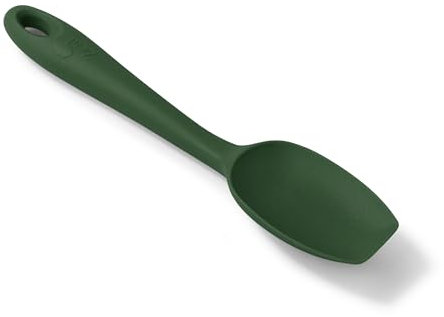 Zeal Silicone Spatula Spoon, Non-Stick Flat-Ended Cooking Spoon Spatula for Scraping, Scooping and Stirring – Odour and Stain Resistant, 20cm, Forest Green