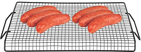 Rete per barbecue portatile in ferro, griglia per barbecue antiaderente a doppia maniglia Griglia di raffreddamento in rete per griglia da forno per barbecue all'aperto