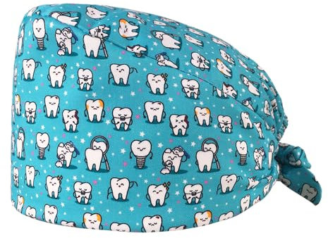 OP-Haube – 100% Baumwolle – Standardgröße – Für Zahnärzte, Tierärzte & Medizinisches Personal – Atmungsaktiv & Bequem (Hellblau)