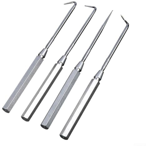 Oniissy 4 Auto Pick and Hook Tool Hook and Pick Set, Automotive Hook and Pick Set, O for Ring Oil Seal Gasket Puller Remover, Tools for Mechanics