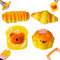 Kleemeiero 4 Stück Squishy Spielzeug Hamburger Simulation Lebensmittel Stressabbau Spielzeug Croissants und Toast Squeeze Toys Antistress Squishy Spielzeug Kawaii Soft Sinnesspielzeug für Kinder
