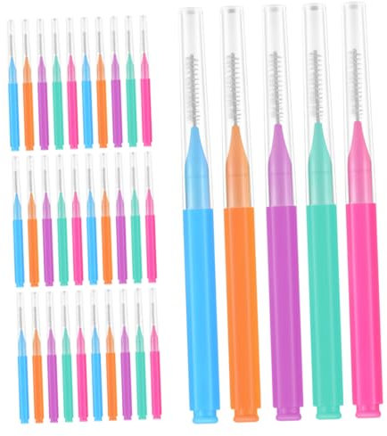 KOMBIUDA 50pezzi Spazzolini Interdentali Setole Morbide Strumento Per Pulizia Dei Denti Stuzzicadenti Per Pulizia
