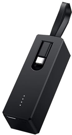 KHUKHU Mini Power Bank 5000 mAh 45 W, batteria esterna a ricarica rapida, caricatore portatile con cavo di emergenza per smartphone, tablet, ecc.