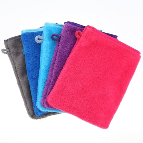 HJZHII 5 Stück Mikrofaser Waschlappen, 20x15 cm Waschlappen Gesicht Waschhandschuhe Körper aus Korallensamt, Starke Wasseraufnahme Waschhandschuh Wiederverwendbare Weiches Gesichtshandschuh