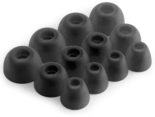 Okuli Set of 12 Silicone EarBuds Ear Tips For JBL Tune Beam, Ghost Edition Earphones in Black