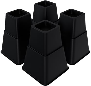 FIVMEN 8 Stück Möbelerhöhung 10+15 cm Tischerhöhung Betterhöhung Tischbein Verlängerung Betterhöher Möbelerhöher Tischerhöher für Möbel Tisch Stuhl Sofa Schwarz, Quadrat