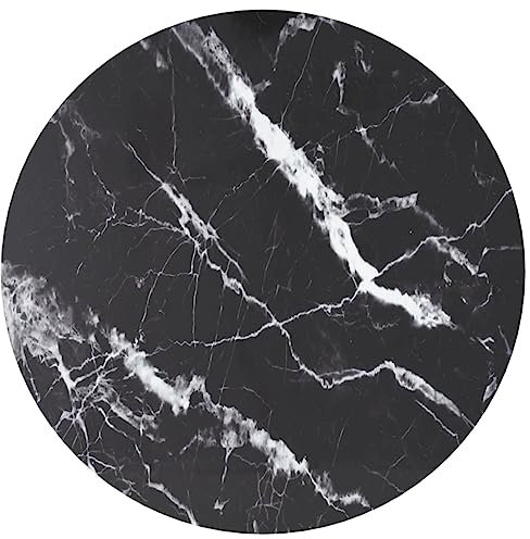 HOMTAKIE Dessus de table noir Ø60x0,8cm verre trempé avec design marbre