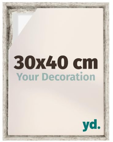 yd. Schattenfugenrahmen 30x40 Weiß Vintage - Rahmen für Leinwand - MDF Lyon | Schattenfugenrahmen für Leinwände, Geeignet für Leinwände bis 2 cm Dicke, Ohne Rückwand und Glas, Made in Holland