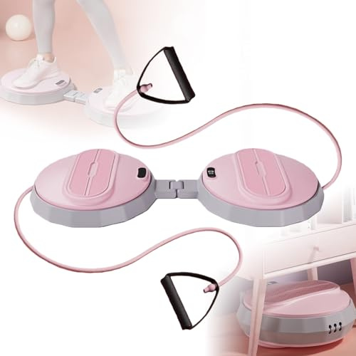 WIYETY Waist Twister Machine, Faltbar Waist Disc Board mit Schrittzähler & Kordelzug, Fitnessgeräte für Zuhause, 400KG Tragkraft, Anti-Rutsch Twist Board Abnehmen Geräte - Rosa