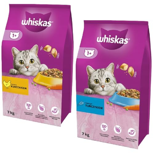Whiskas Adult Katzenfutter Geschmacksmix Huhn mit Gemüse und Thunfisch 2x 7kg