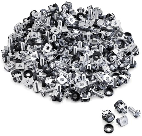 deleyCON [100er Set] M6 Tuercas Jaula & Tornillos para Armarios Red 10 Pulgadas 19 Pulgadas Racks IT, Kit Montaje para Rack Servidor Patchpanel Carcasa Técnica Eventos - Plata