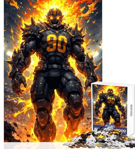 Iron Steeler Football Cyborg Puzzle 1000 Teile Gehirntrainingsspiel Präzisionsschnitt Glatte Kanten Entspannende Indoor-Gruppenaktivität (38x26cm)