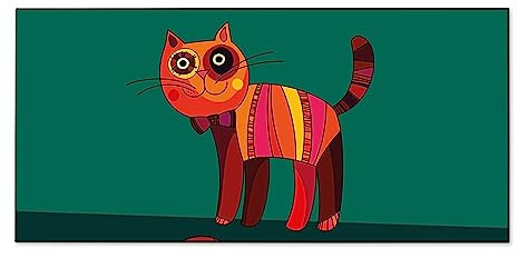 banjado® Magnettafel 78 x 37cm / Magnetwand aus Metall/Magnetpinnwand als Memoboard/Pinnwand Magnettafel Küche, Büro, Kinderzimmer inkl. 4 Magnete & Montageset - Orange Katze