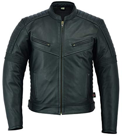 Texpeed Blouson de moto en cuir pour homme - Veste de moto de tourisme avec protection biker CE armor (EN 1621-1) Noir - XXL