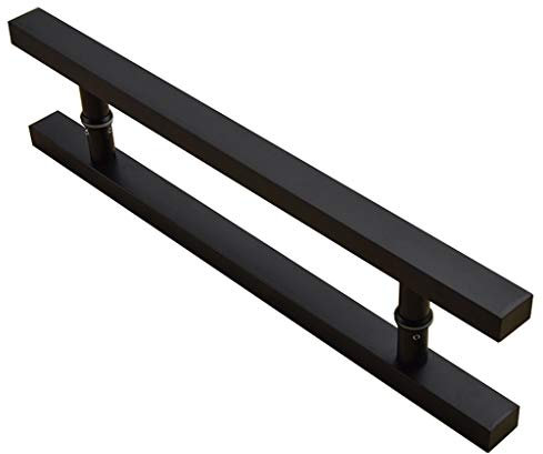 Tirador Puerta Manija de puerta de granero negro del acero inoxidable de la manija de puerta corrediza lateral doble puerta Tire hardware Back-to-Back Instalación de cristal Puerta de madera y metal