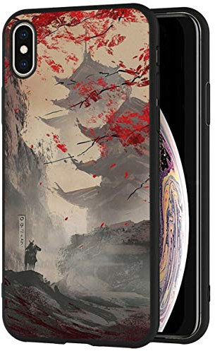 Mixroom 841 - Coque en silicone TPU, noir mat, fantaisie « Temples japonais », pour iPhone 7