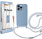 Artwizz HangOn Case kompatibel mit [iPhone 13 Pro] - Elastische Schutzhülle aus Silikon als Handykette zum Umhängen mit Band - Nordic Blue
