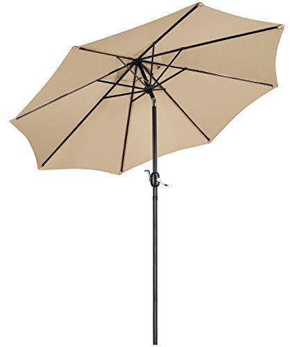 Yaheetech Parasol de Jardin Extérieur Parasol Inclinable 230cm/270cm/327cm avec 8 Baleines Cadre en Métal Protection Solaire pour Jardin Terrasse Patio Piscine Plage Balcon 270 cm Kaki