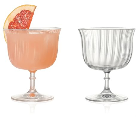 LEMONSODA Rims Orient Coupe Wine Glasses, Elegant Lotus, Set of 2