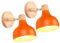 iDEGU 2 Stücke Wandlampen Retro E27 Wandleuchte Moderne aus Holz Metall im Skandinavischen Stil Lampenschirm Tropfenförmig Verstellbare Wandspot Vintage Lampe für Schlafzimmer Wohnzimmer (Orange)