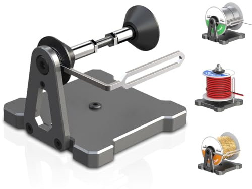 ElecGear Supporto per Bobina a Saldatura, Dispenser per Bobine di Filo Elettrico e Rotoli di Catene per Corde, Supporto da Tavolo e da Parete in Alluminio per Lavori Artigianali di Saldatura PCB