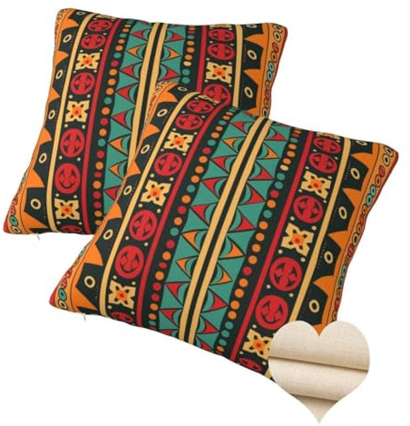 Kissenbezug 80 X 80 cm Deko Kissen Boho Kissenbezüge 2er Set, Ethnisch Kissenbezug Vintage Sofa Kissen Zierkissenbezüge, Leinen Kissenhülle Couch Kissen für Stuhl Zimmer Deko Wohnzimmer Gifts -xh217