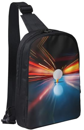 WapNo Ping-Pong Crossbody Brusttasche Sling Rucksack für Reisen Wandern, Schwarz , Einheitsgröße