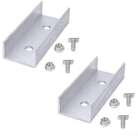 Gdfnmogo Connettore per binari fotovoltaici, sistema di montaggio modulo staffa fotovoltaica, per tetti piatti inclinati, piastrelle, tegole di asfalto, resistenti alle intemperie (2 set)