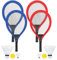 Idena 90956 - 2er Set Softballspiel mit 4 Schlägern, 2 XXL Federbällen und 4 weiteren Bällen, ca. 67 cm, mehrere Farbvarianten, für Sommer, Garten, Park oder Strand