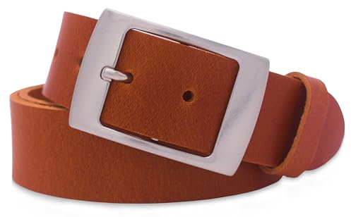 FRIEDRICH HOFFMANN Gürtel Damen schwarz & braun aus Leder - Ledergürtel Damen für Jeans - Damengürtel 4 cm breit - Made in Germany (Cognac, 105 cm Bundweite = 120 cm Gesamtlänge)