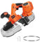 VEVOR Sierra de Cinta Portátil, Corte Profundo de 65 mm 360 W Motor sin Escobillas Sierra de Cinta Inalámbrica y Compacta con Ganchos, Velocidad Variable de 0-192 m/min para Cortar Metal y Madera
