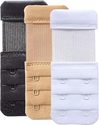 C.A.P.R.A Women Bra Extender – 2 Hook, 3 Pack, Soft Elastic Adjustable Bra Band Extender, Multicolor Bra Strap Extender, bra extender 2 hook uk