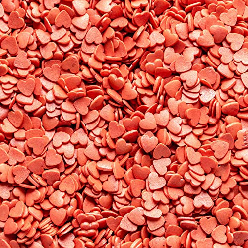 Glimmer Sugar Heart Sprinkles - Cake & Cupcake Decorations (Red, 25g)