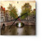 Modern Wanduhr Kanal Wasser Amsterdam Fahrrad 30x30cm Quadrat Klein Wand Uhr Glas Analog Zimmeruhren Küche Büro Wohnzimmer Glasuhr Wall Clock Dekoration Design Wanddekoration Küchenuhr C3AC30x30-2697